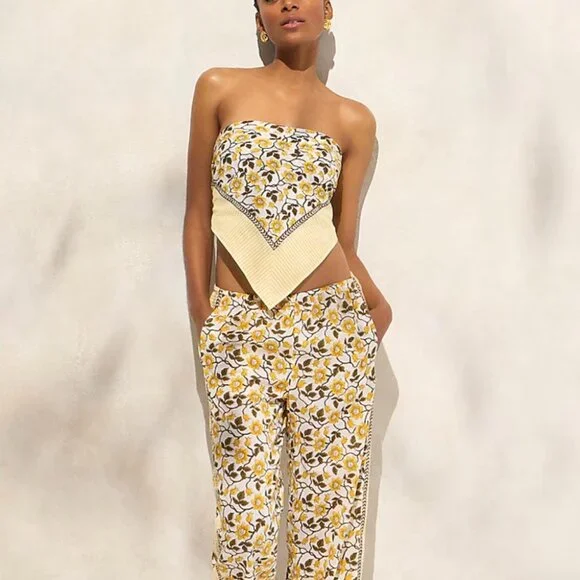 J. Crew Cotton voile bandana top in daffodil daze block print Size L - Picture 2 of 7